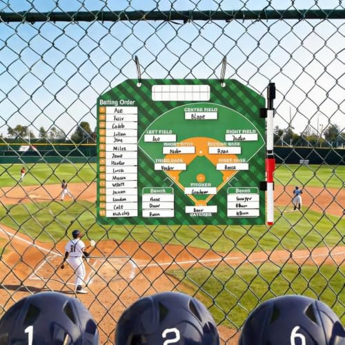 Magnetic Baseball Lineup Board with 40 Sheets-Dry Erase Baseball Clipboard for Coaches,Reusable Baseball Lineup Name Cards,Essential Baseball Training Equipment&Baseball Accessories for Mom&Coaches