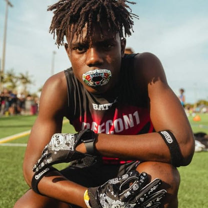 Battle Sports Oxygen Football Mouthguard | Maximum protection with a safe secure comfortable fit, Built-in airflow channels for easy breathing, No boiling required - color: Nightmare 3.0