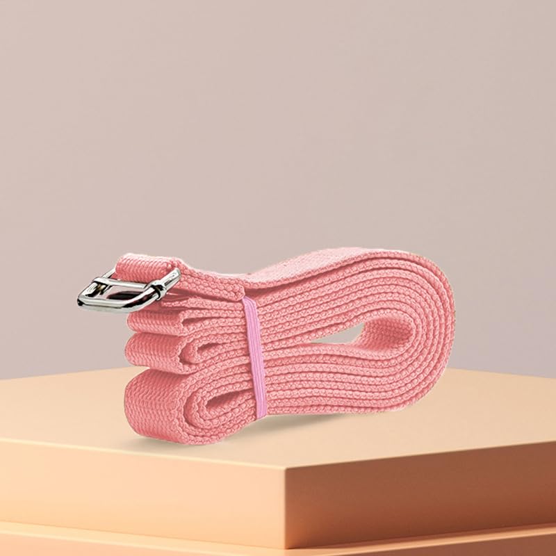 Professional Cotton Yoga Strap (2.5cm Width) – Thickened Non-Slip Stretching Belt for Yoga, Pilates, Rehab & Flexibility Training - color: pink