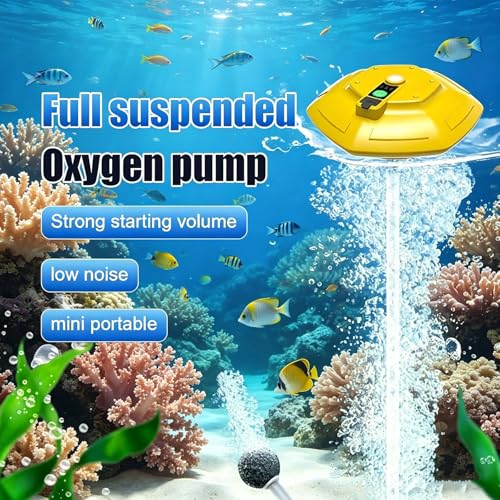 Floating and Rechargeable Bait Bucket Aerator, IPX7 Waterproof with Magnetic Charging,Magnetic Type-C Charging, Ultra-Quiet 3000mAh Battery,Suitable for Live Bait Buckets & Fish Tanks (5–30 Gallons)
