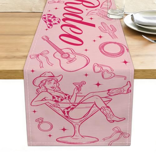 Last Rodeo Bachelorette Party Decorations Western Cowgirl Table Runner - color: Last Rodeo Bachelorette