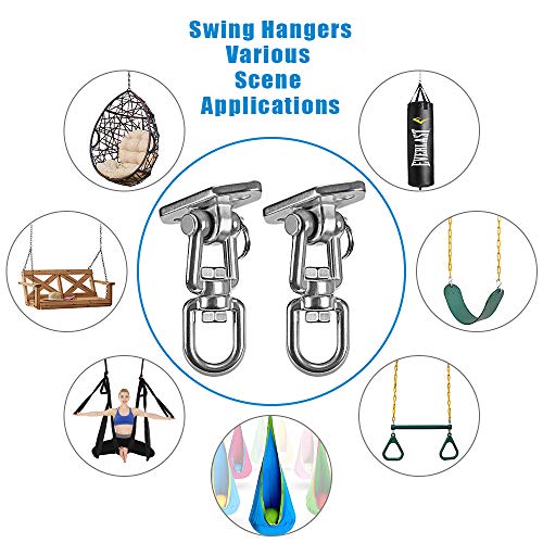 Hammock Chair Hanging Kit Swing Ceiling Mount, Heavy Duty 360° Swivel Swing Hanger Hook, Playground, Tree, Gym, Rope, Swing Set Bracket, Punching Bag Hardware, 1000 LB - style: 2 Pack - 360° Swivel Hook