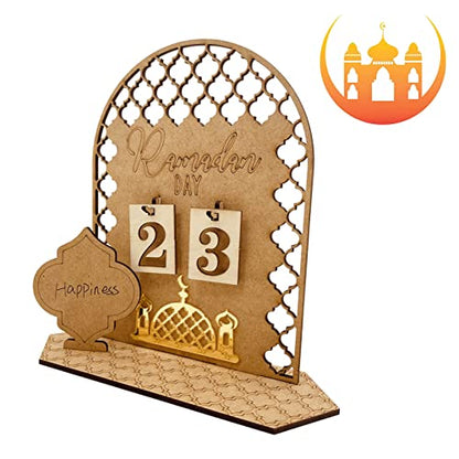 Naysku 2023 R-amadan, M-ubarak Countdown Calendar Decorations, Wooden R-amadan Calendar, Eid M-ubarak Ornament, Hollow Out R-amadan Calendar I-slam M-uslim Accessories for Home Decor