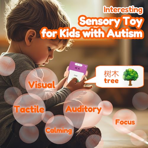 Talking Flash Cards Bilingual for Toddlers - Chinese English Flashcards for Kids Adults, Test Mode, Pocket Speech Children, Interactive Vocabulary Learning, Audible Gift Boy Girl (Mandarin) - color: Mandarin