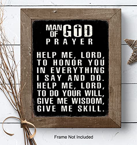 Christian Wall Art For Men LARGE 11x14 - Inspirational Bible Verse Print Sign - Religious Gifts for Him - Motivational poster - Scripture - Man cave, Office, Church Decor - Christianity Art Decoration - size: 11"L x 14"W, style: Unframed