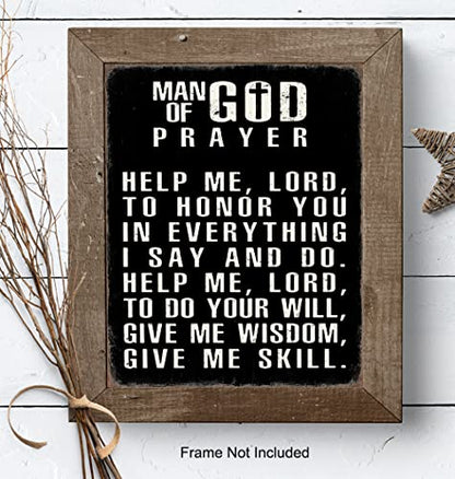 Christian Wall Art For Men LARGE 11x14 - Inspirational Bible Verse Print Sign - Religious Gifts for Him - Motivational poster - Scripture - Man cave, Office, Church Decor - Christianity Art Decoration - size: 11"L x 14"W, style: Unframed