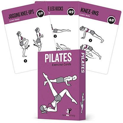 NewMe Fitness Pilates Workout Cards, Instructional Fitness Deck for Women & Men, Beginner Fitness Guide to Training Exercises at Home or Gym - style: Pilates