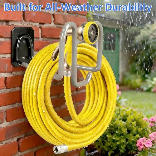 2pcs Garden Hose Holder with Tool Hook - Heavy Duty Water Hose Reel with Nozzle Storage Design, Wall Mount Hose Hanger Water Hose Holders for Outside Yard Storage - color: 2pc Gray