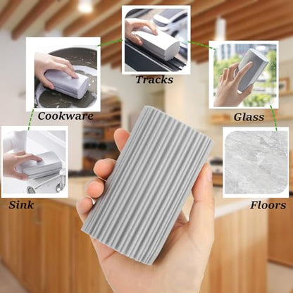 6 Pack Damp Clean Duster Sponge,Dusting Sponge Duster for Housekeeping,Reusable Household Cleaning Sponge for Blinds, Fan Blades,Mirrors,Glass, Baseboards,Window Track Grooves and Car (Grey) - color: Gray