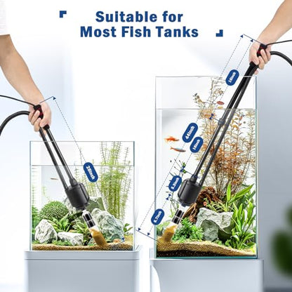AQQA Electric Aquarium Vacuum Gravel Cleaner, 6 in 1 Fish Tank Vacuum | Automatic Cleaning Tools Kit Water Changer, Multifunction Wash Sand Filter Water Circulation 20W 320GPH 110V