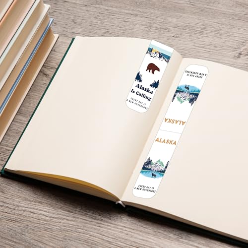 Alaska Souvenirs Magnetic Bookmarks, 30PCS Alaska Gifts Book Mark Clips with 15 Designs, Travel Souvenirs Gifts for Men Women Travelers Readers Office School Supplies - style: Alaska