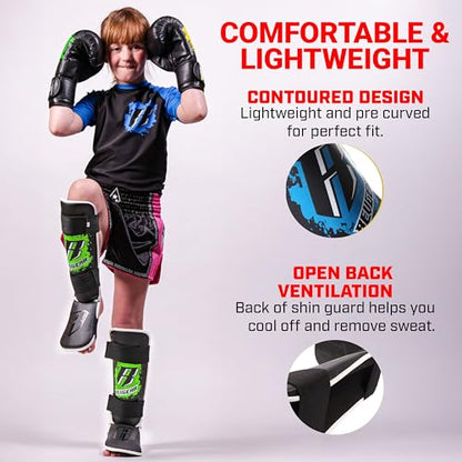 Revgear Kids Combat Series Shin Guards | High Performance Foam Padding | Durable and Lightweight - color: Black, size: Large