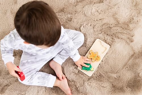 Pearhead 3 Piece Wooden Holiday Puzzle Set, Christmas Toy | Festive Wood Puzzle Trio, Holiday Learning Activity, Stocking Stuffer, Christmas Gift For Toddler or Children - color: Christmas