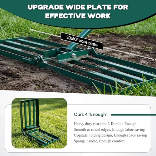 Gisafai Lawn Leveling Rake 30"x10" Heavy Duty Carbon Steel, 72" Adjustable Long Handle, Leveler Tool for Yard Garden Golf Course Soil Dirt Ground Surface Leveling