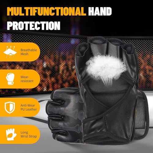 MMA Gloves, Half-Finger Boxing Fight Gloves MMA Mitts with Adjustable Wrist Band UFC Gloves for Sanda Sparring Punching Bag Training (One Size Fits Most) - color: Tiger claws red