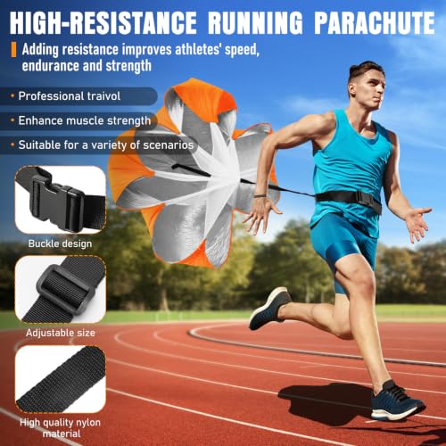 MUROZA Agility Ladder, Agility Speed Training Equipment Set, 20ft Speed Ladder, 12 Soccer Cones, 4 Hurdles, Jump Rope, Running Parachute, Soccer Football Basketball Training Equipment Accessories - color: Orange