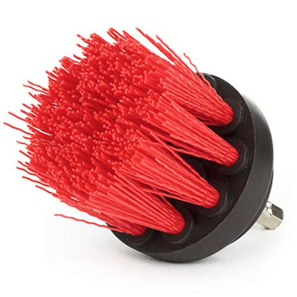Outdoor Cleaning Brushes - Stiff Bristle Deck Scrubbing Brush - Siding | Concrete Scrub Brush - Bird Baths Cleaning Tool - Garden Statues Cleaning Equipment - Granite Headstone Restoration Brush - color: Red