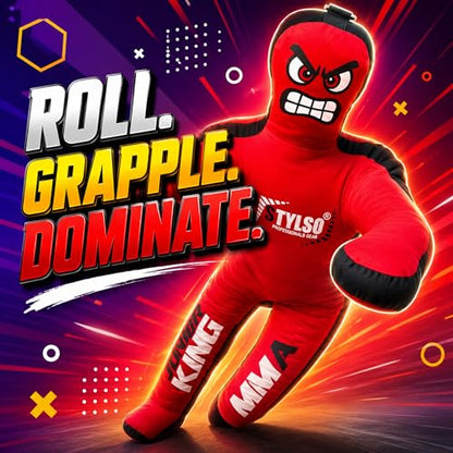Unfilled Wrestling Dummy for Kids – Youth Grappling Dummy BJJ, MMA, Jiu Jitsu & Judo Training Partner – Durable Martial Arts Practice Buddy - color: Red, size: 4ft / 48"