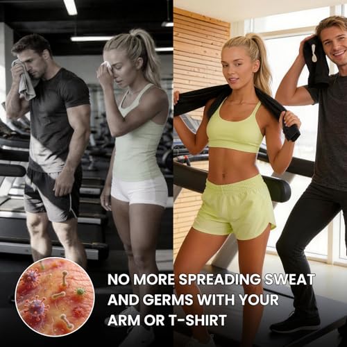 Microfiber Gym Towels - Gym Sweat Sports Towel, Set of 5 Pastel, Black | Quick Dry, Highly Absorbing, Odor-Free, for Men & Women - for Hot Yoga, Tennis, Running, Workout, Camping, 15.5 * 31.5Inch
