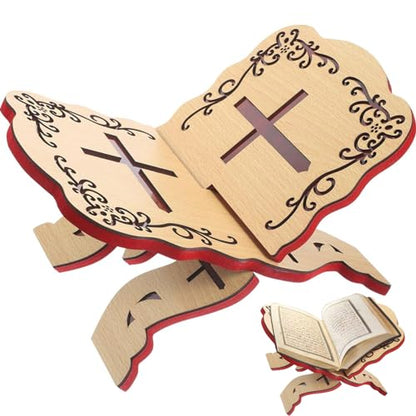 Wooden Folding Bible Stand Quran Holder 13x9.1 – Prayer Book Stand for Table Church Chapel Supplies