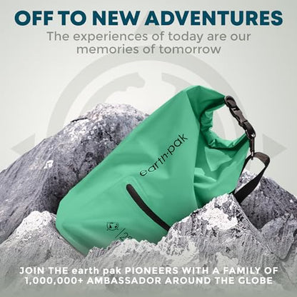 Earth Pak Waterproof Dry Bag with Zippered Pocket - Waterproof Dry Bag Backpack Keeps Gear Dry - color: Seafoam Green, size: 5L