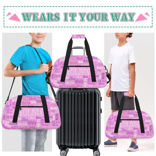 Custom Dance Ballet Duffle for Girls Pink, Personalized With Name - Overnight, Toddler, Gym Bag for Travel, Weekend, Sleepover - color: Color22