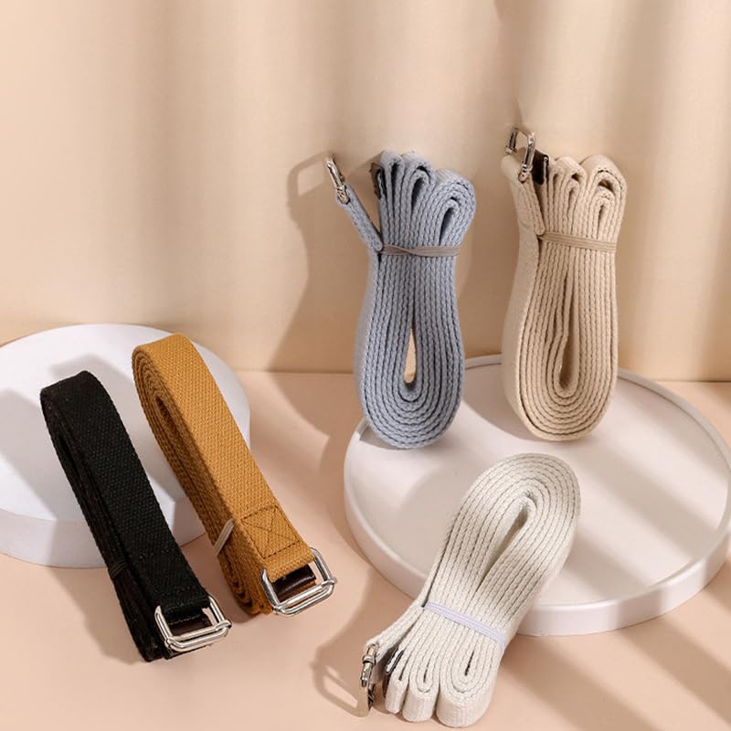 Professional Cotton Yoga Strap (2.5cm Width) – Thickened Non-Slip Stretching Belt for Yoga, Pilates, Rehab & Flexibility Training - color: grey