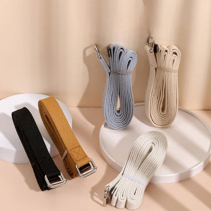 Professional Cotton Yoga Strap (2.5cm Width) – Thickened Non-Slip Stretching Belt for Yoga, Pilates, Rehab & Flexibility Training - color: grey