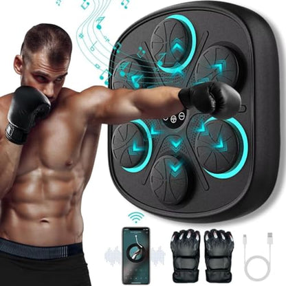 2026 Music Boxing Machine for Adults - Smart Bluetooth 2.0 Wall-Mounted Boxing Machine with Gloves Punching Bag for Home, Office, and Gym, 9 Modes & 9 Speeds