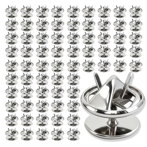 70 Pairs Silver Pin Backs Replacement，Mental Butterfly Tie Tacks, Perfect Blank Pin Keepers for Craft Making DIY Jewelry Making - color: Silver