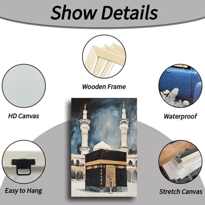 Mosque Canvas Wall Art Framed（Mosque-1,16x24inch (40x60cm) - color: Mosque-1, size: 16"L x 24"W