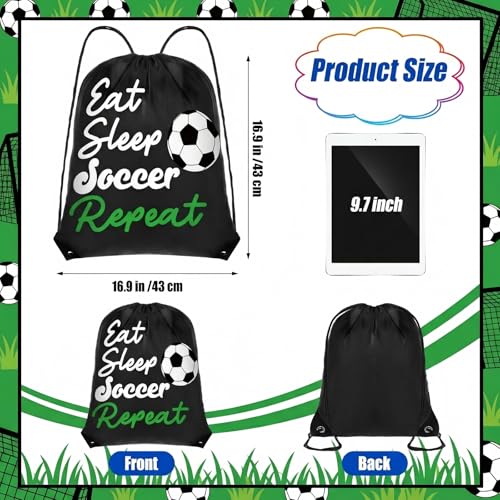 Reallnaive Party Favors Gifts, 24 oz Water Bottles Reusable Sport Squeeze Drinking Cup, Eat Sleep Drawstring Bag Cinch Sack Sport Pack for School Team Gift Event Accessories - style: Soccer