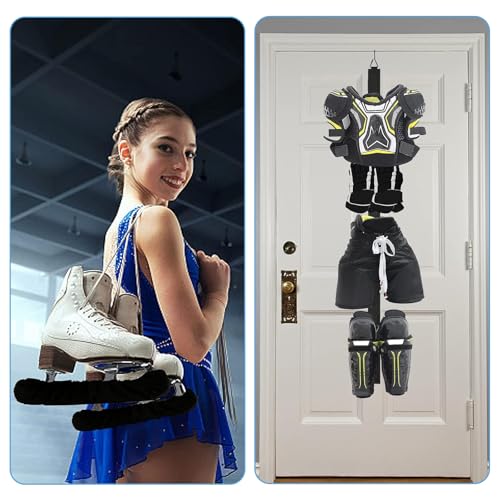 Qchengsan Ice Skate Blade Cover Plus Hockey Drying Rack,Ice Skate Blade Covers,Ice Skate Soakers,Hockey Equipment Gear Drying Rack - color: Black