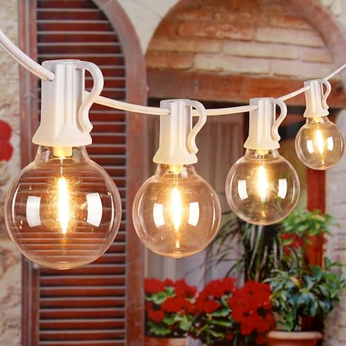 Ollny Outdoor String Lights, 100FT LED Patio Lights Waterproof White Wire - color: White Wire, size: 100FT-Warm White