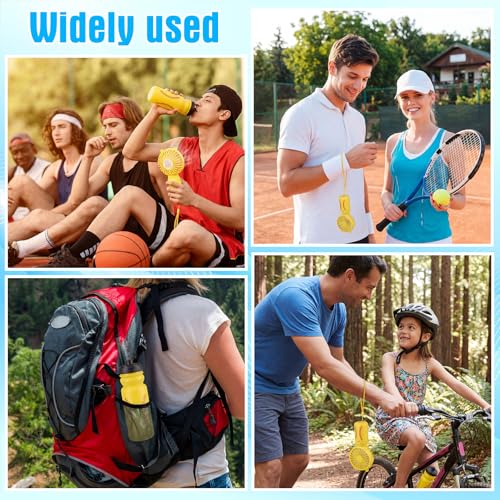 Potchen 24 Pcs Softball Water Bottles & Mini Portable Fan Set 20 oz Reusable Squeeze Bottles Bulk Handheld Fans Softball Party Favors for Team Gifts Sport Goodie Bag Stuffers Accessories