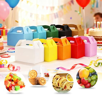 Papertide Teal Gable Box with Handles, 30 Pack 9.45×5×5 inch Sturdy Colorful Cardstock treat Boxes for Christmas Birthday Party Favors, Premium Presentation Boxes with Lids - color: Teal