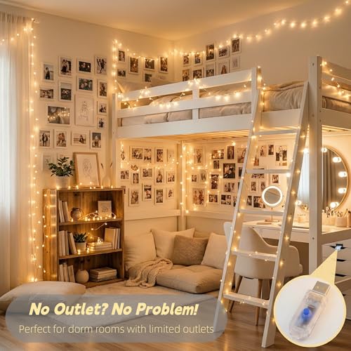 JMEXSUSS USB Fairy Lights for Bedroom,33ft 100 LED Christmas Lights Plug in - color: Warm White, size: 100 LED