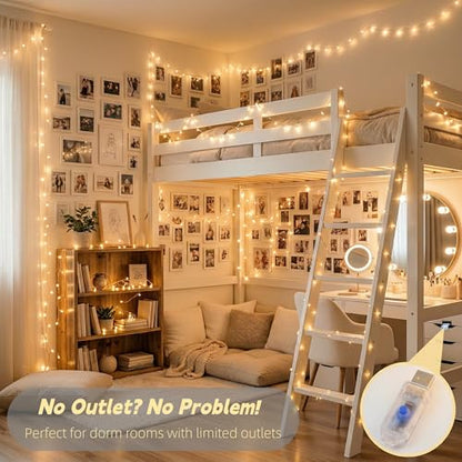 JMEXSUSS USB Fairy Lights for Bedroom,33ft 100 LED Christmas Lights Plug in - color: Warm White, size: 100 LED
