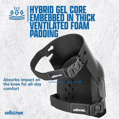 Sellstrom Ultra Flex KneePro Hybrid Professional Knee Pads for Men & Women with Built-in Gel Pack & Foam Cushioning & Heavy Duty Hard Outer Shell - Adjustable Straps with Quick-Clips & Ergonomic Metal Hinges - for Construction Work, Gardening, Roofing, Fl