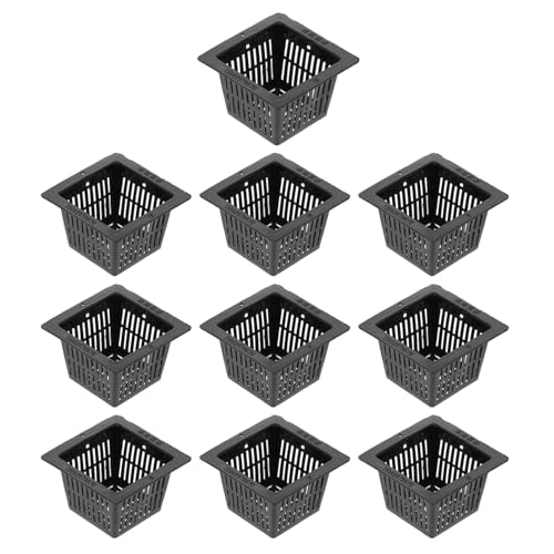 Yardwe 20pcs Planting Mesh Net Cup Square Plant Net Pots Plant Basket for Hydroponics Aquaponics Orchids - size: 20PCS
