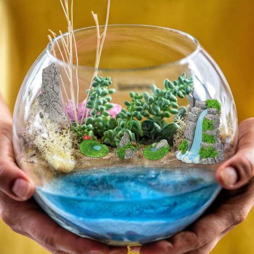 GANAZONO 6 Pcs Miniature Rockery Artificial Mountain Resin Figurines Mini Water Pool Statue for Fish Tank Decorations Mini Zen Garden Accessories Bonsai Ornament Micro Landscape Decor