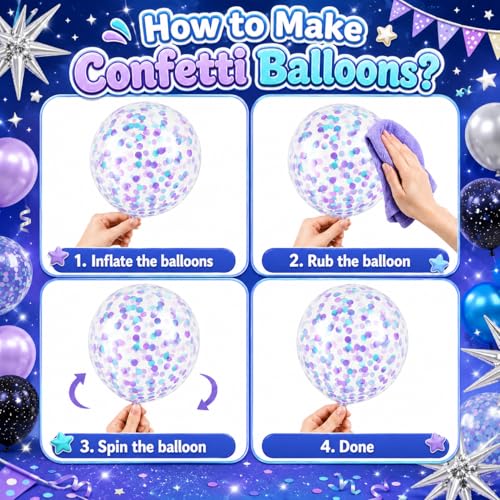 Outer Space Balloons, 12 Inch Purple and Black Balloon for Birthday Party - color: Black and Sliver, size: 30PC