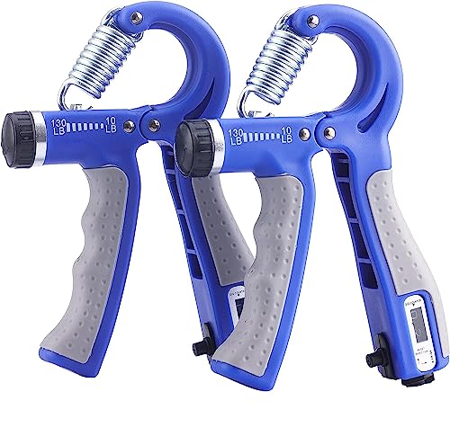 Hand Strengthener Grip 2 Pack, Hand Exercisers for Strength with Adjustable Resistance 10-130 Lbs,Hand Grip,Grip Strength Trainer for Muscle Building and Injury Recover - color: Blue