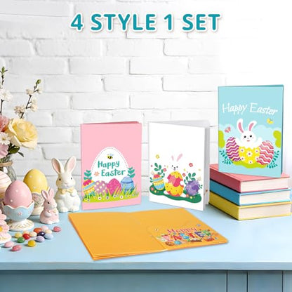 4 Sets Easter Gift Card Book, Happy Easter Money Holder Cards with Envelopes, Spring Bunny Gift Card Booklet Organizer for Family, Friends - color: Easter.Book