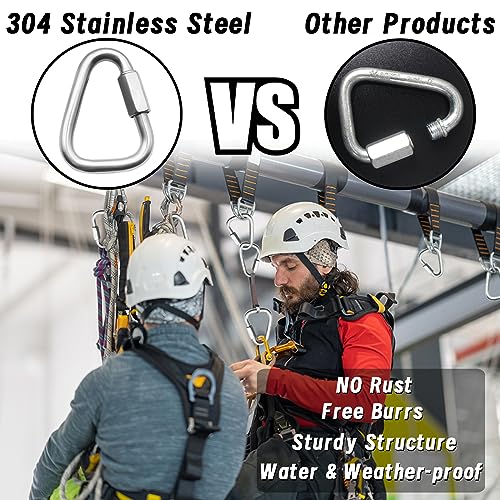Anvin 2 Pack Large Quick Links M10 3.5Inch Heavy Duty Carabiner Stainless Steel Chain Links Connector Triangle Locking Chain Hooks Screw Links for Camping Outdoor Equipment Hammocks, 2400 Lbs Capacity - style: Triangle, 3.5 Inch, 2 Pack