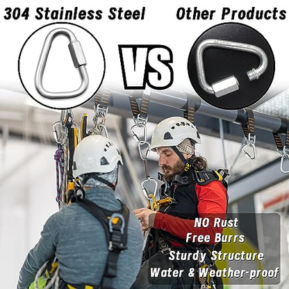 Anvin 2 Pack Large Quick Links M10 3.5Inch Heavy Duty Carabiner Stainless Steel Chain Links Connector Triangle Locking Chain Hooks Screw Links for Camping Outdoor Equipment Hammocks, 2400 Lbs Capacity - style: Triangle, 3.5 Inch, 2 Pack