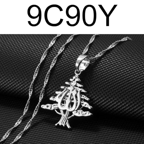 Liban Pendants Necklaces Lebanese Cedar Jewelry Lebanon Map Eastern Rite Church Maronite Cross Allah Symbol - color: Silver Color 2