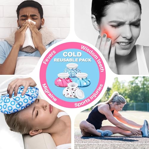 Honoson 4 Pack Reusable Ice Pack for Injuries, Ice Bags Hot Water Bag for Hot & Cold Pain Relief No-Leak Elastic Breathable for Muscle, Joint Pain Swelling, Sports & Home Use(Stylish Style) - style: Stylish