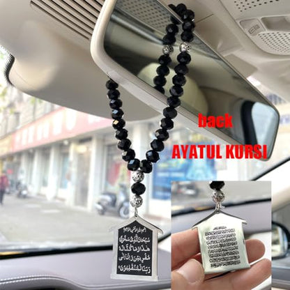 Islam Travel Dua Car Hanging 33 black beads tasbih AYATUL KURSI Prayers and dua for travel car pendant
