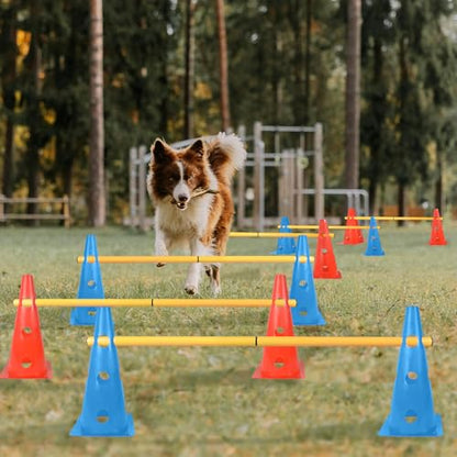 TNZMART Dog Agility Hurdle Cones Pet Jump Training Set Dog Agility Course Backyard Set Adjustable Obstacle Training Set (Mix, 6 Sets) - color: Mix